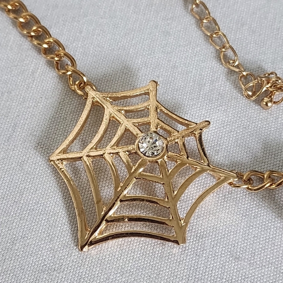 Gold Statement Spider Necklace and Earrings Set - Picture 4 of 10